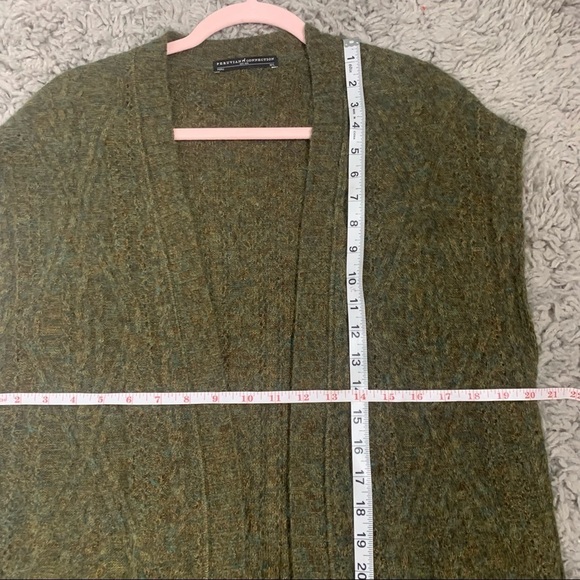 Peruvian Connection Marled Green Baby Alpaca And Cotton Sleeveless Cardigan - Picture 14 of 15